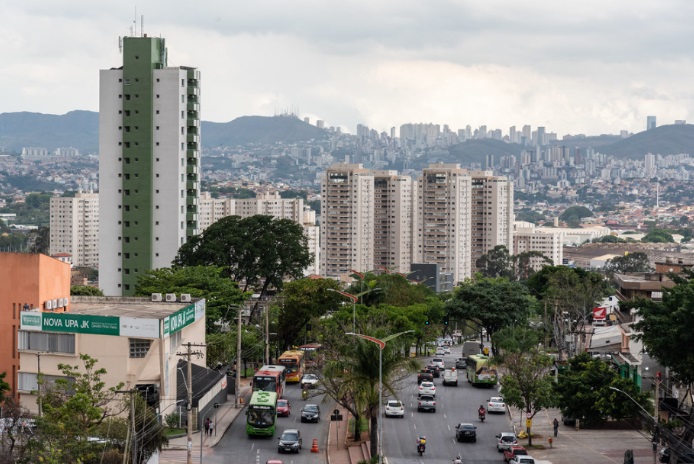 Foto que ilustra matéria sobre bairros de Contagem mostra uma imagem panorâmica, vista do alto, do bairro Eldorado.