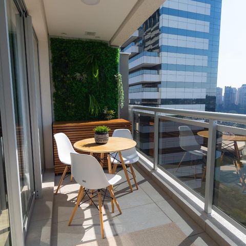 Studio à venda com 50m², 1 quarto e 1 vagaVaranda
