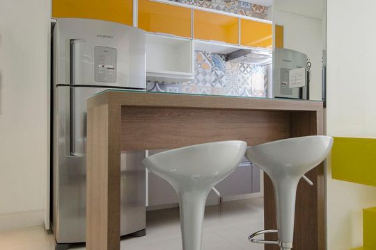 Area da cozinha de kitnet/studio à venda com 1 quarto, 32m² em Bela Vista, São Paulo