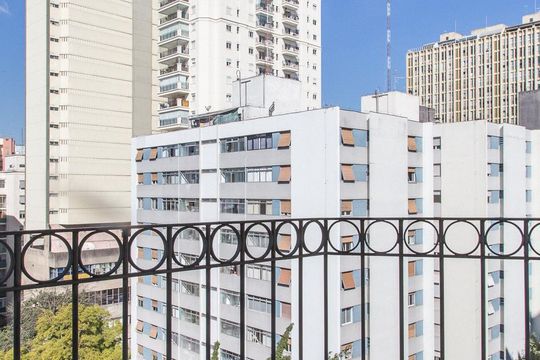 Varanda do Quarto de apartamento para alugar com 1 quarto, 52m² em Santa Cecília, São Paulo