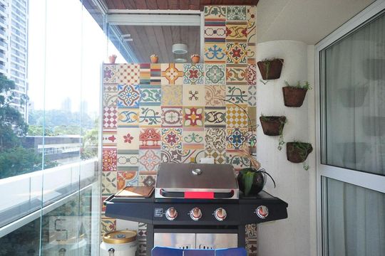 detalhe da varanda de apartamento à venda com 3 quartos, 135m² em Vila Andrade, São Paulo
