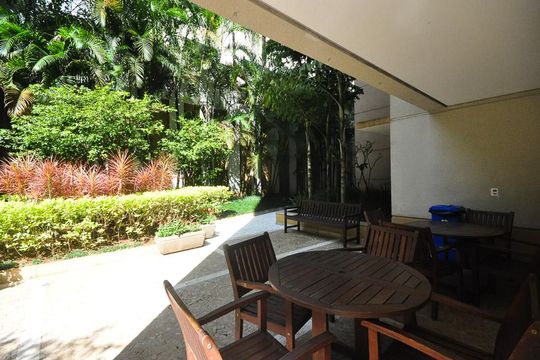 área externa do salão de festa de apartamento à venda com 3 quartos, 135m² em Vila Andrade, São Paulo