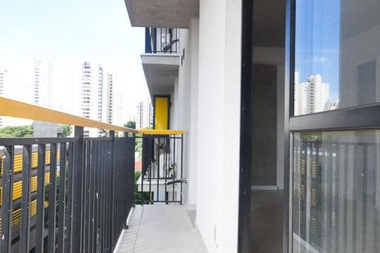 varanda de kitnet/studio para alugar com 1 quarto, 32m² em Santo Amaro, São Paulo