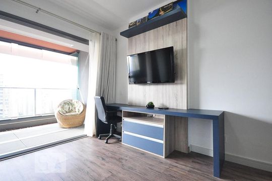 sala de tv de kitnet/studio para alugar com 1 quarto, 41m² em Brooklin, São Paulo
