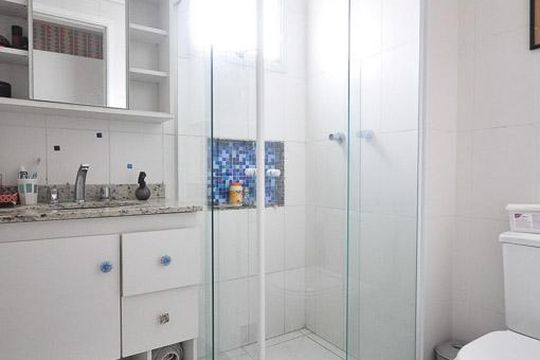 banheiro suíte de apartamento à venda com 2 quartos, 81m² em Vila Mascote, São Paulo