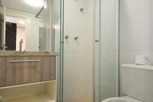 Banheiro suíte de apartamento para alugar com 1 quarto, 56m² em Jardim Ampliacao, São Paulo