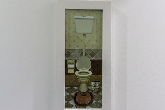 Detalhe do Quadro na porta do Banheiro  de kitnet/studio à venda com 1 quarto, 35m² em Vila Gomes Cardim, São Paulo