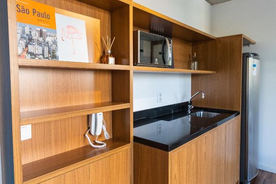 Cozinha de kitnet/studio à venda com 1 quarto, 35m² em Santo Amaro, São Paulo
