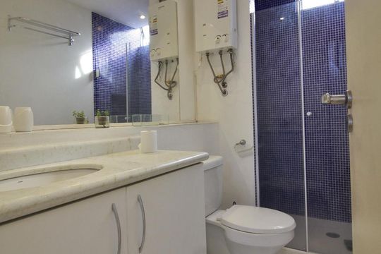 Banheiro da suíte de apartamento para alugar com 1 quarto, 40m² em Vila Tramontano, São Paulo