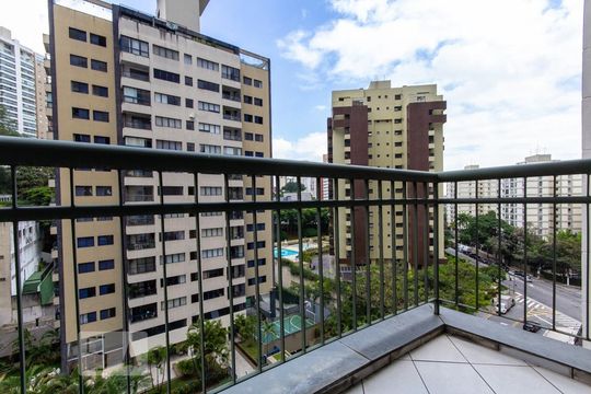 Sala (vista) de kitnet/studio para alugar com 1 quarto, 35m² em Vila Andrade, São Paulo