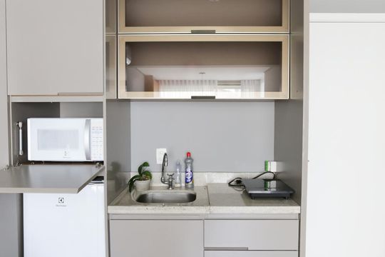 Cozinha de apartamento à venda com 1 quarto, 35m² em Jardim Paulista, São Paulo