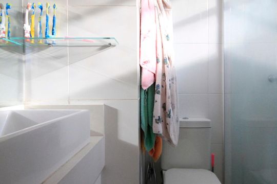 Banheiro da Suíte de apartamento à venda com 1 quarto, 48m² em Bela Vista, São Paulo