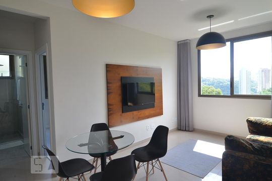 Sala de apartamento à venda com 1 quarto, 45m² em Vale do Sereno, Nova Lima
