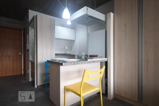 Cozinha de apartamento para alugar com 1 quarto, 29m² em Vila Indiana, São Paulo