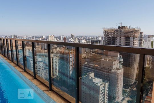 Vista Área comum Piscina de apartamento à venda com 1 quarto, 43m² em Pinheiros, São Paulo