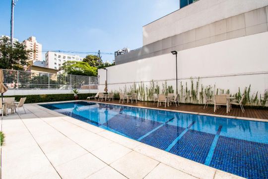 Área Externa - Piscina de kitnet/studio à venda com 1 quarto, 42m² em Paraíso, São Paulo