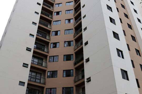 Fachada do bloco de apartamento à venda com 2 quartos, 74m² em Vila Sônia do Taboão, Taboão da Serra