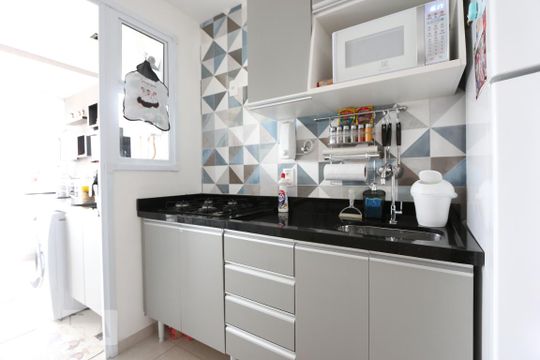 cozinha de apartamento à venda com 1 quarto, 44m² em Vila Andrade, São Paulo