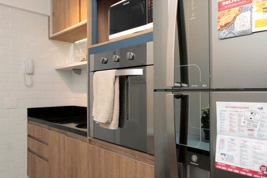 Cozinha de kitnet/studio à venda com 1 quarto, 28m² em Santa Efigênia, São Paulo