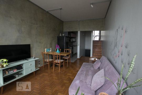 Sala de apartamento para alugar com 1 quarto, 50m² em Lourdes, Belo Horizonte