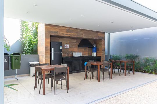 Área Comum - Churrasqueira de kitnet/studio para alugar com 1 quarto, 28m² em Liberdade, São Paulo