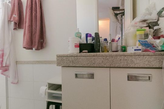 Banheiro da Suíte de apartamento à venda com 3 quartos, 99m² em Mansões Santo Antônio, Campinas