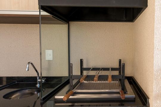 Varanda gourmet - churrasquerira de kitnet/studio para alugar com 1 quarto, 38m² em Jardim Flor da Montanha, Guarulhos