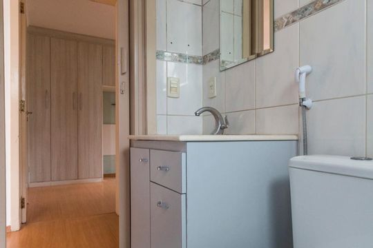 Banheiro Social de apartamento à venda com 2 quartos, 62m² em Vila Campestre, São Paulo