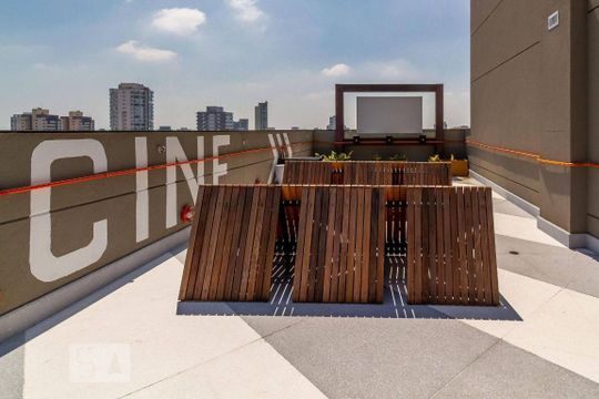 Área comum -  Sala de Cinema Aberto de kitnet/studio para alugar com 1 quarto, 21m² em Vila Mariana, São Paulo