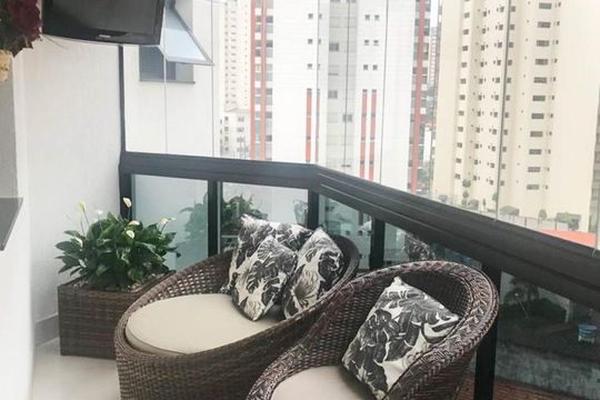Varanda da Sala  de apartamento à venda com 3 quartos, 125m² em Vila Regente Feijó, São Paulo