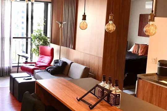 Cozinha de kitnet/studio à venda com 1 quarto, 52m² em Indianópolis, São Paulo