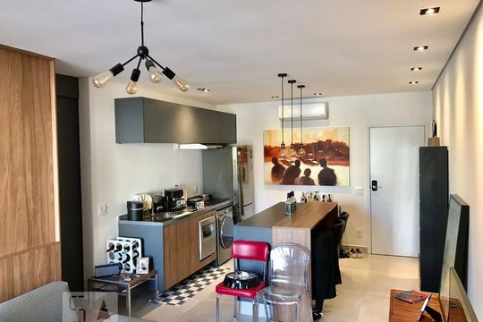 Sala de kitnet/studio à venda com 1 quarto, 52m² em Indianópolis, São Paulo