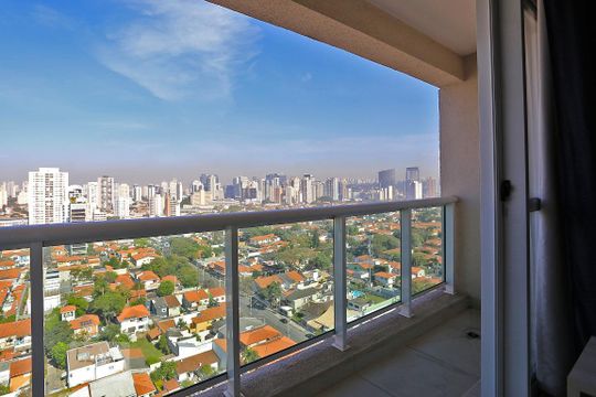 Varanda de kitnet/studio à venda com 1 quarto, 32m² em Brooklin Paulista, São Paulo