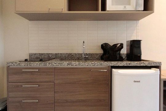Cozinha de kitnet/studio à venda com 1 quarto, 20m² em Centro, São Paulo
