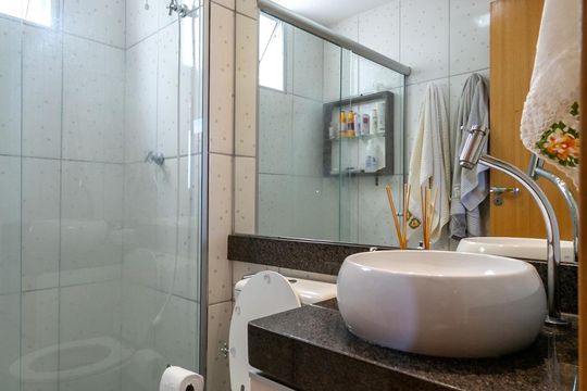 Banheiro de apartamento à venda com 2 quartos, 55m² em Fernão Dias, Belo Horizonte