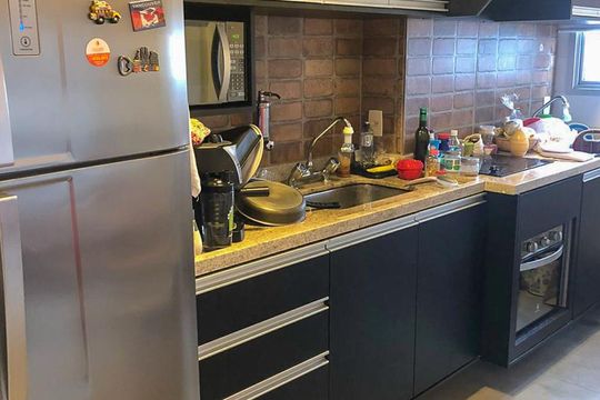 Cozinha de kitnet/studio para alugar com 1 quarto, 35m² em Cidade Monções, São Paulo