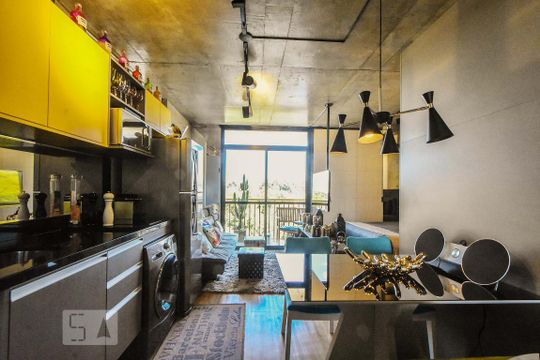Sala de Jantar Cozinha de kitnet/studio à venda com 1 quarto, 35m² em Santo Amaro, São Paulo