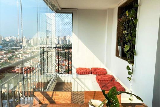 Varanda da Sala de apartamento à venda com 2 quartos, 71m² em Jardim da Glória, São Paulo