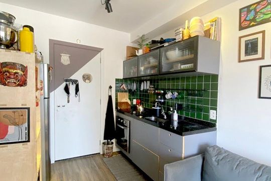 Cozinha de apartamento para alugar com 1 quarto, 33m² em Barra Funda, São Paulo