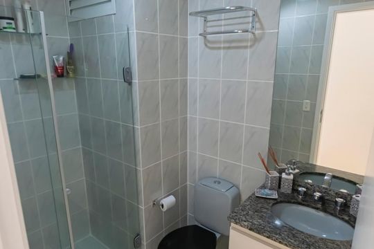 Banheiro social de apartamento para alugar com 2 quartos, 61m² em Vila Gumercindo, São Paulo