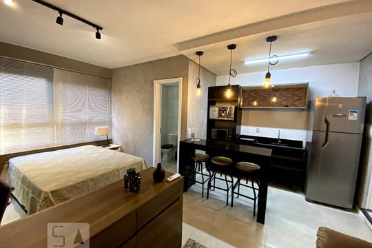 Detalhe Sala de kitnet/studio para alugar com 1 quarto, 24m² em Rio Branco, Novo Hamburgo