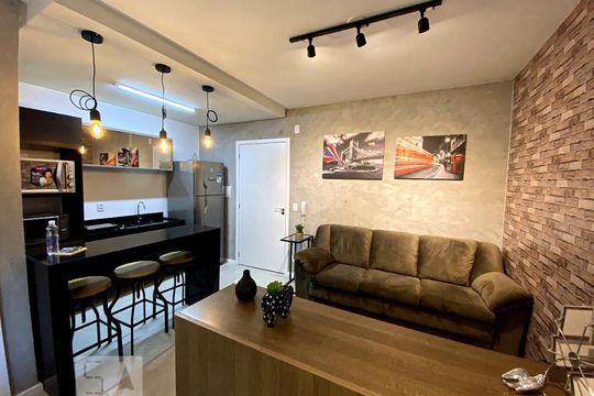 Detalhe Sala de kitnet/studio para alugar com 1 quarto, 24m² em Rio Branco, Novo Hamburgo