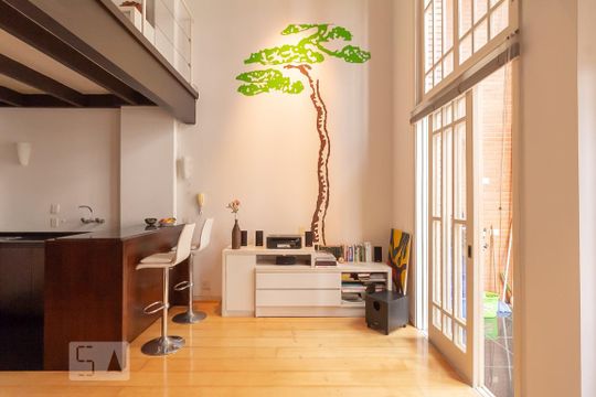 sala e cozinha de apartamento à venda com 1 quarto, 63m² em Moinhos de Vento, Porto Alegre