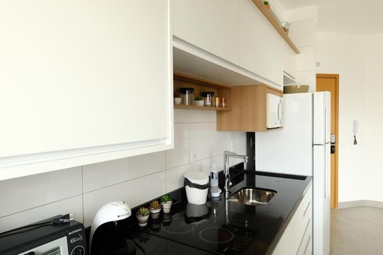 Cozinha de apartamento para alugar com 1 quarto, 47m² em Boqueirão, Santos