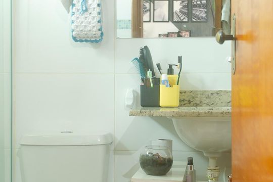 Banheiro  de kitnet/studio à venda com 1 quarto, 40m² em Vila Santa Teresa (zona Leste), São Paulo