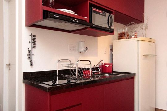 Cozinha de kitnet/studio para alugar com 1 quarto, 26m² em Campos Elíseos, São Paulo