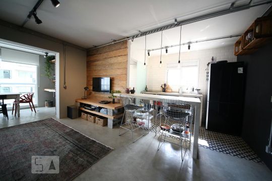Sala - Cozinha de apartamento à venda com 1 quarto, 70m² em Vila Gertrudes, São Paulo