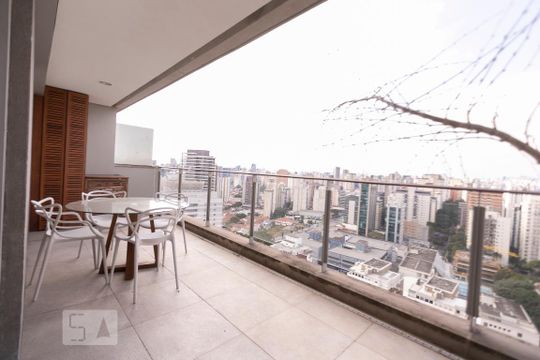 Varanda da Sala de apartamento à venda com 1 quarto, 67m² em Vila Nova Conceição, São Paulo