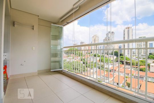 Varanda da Sala de apartamento à venda com 1 quarto, 49m² em Vila Cordeiro, São Paulo