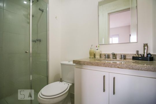 Banheiro da Suíte de apartamento à venda com 1 quarto, 49m² em Vila Cordeiro, São Paulo